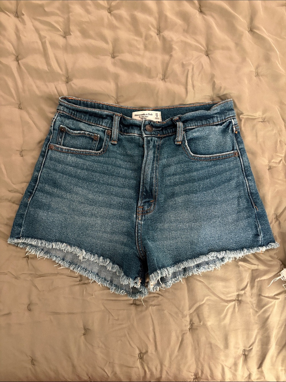 Abercrombie & Fitch High Rise Mom Shorts- Medium Wash